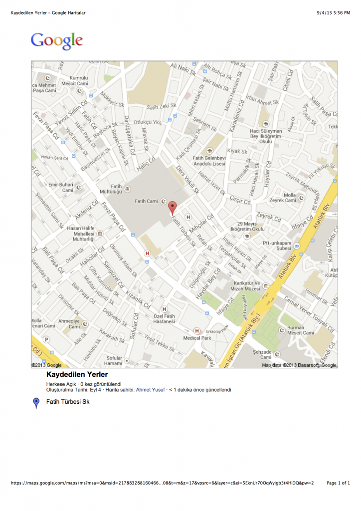 Kaydedilen Yerler - Google Haritalar